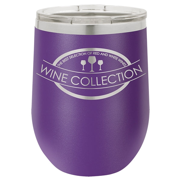 12 oz Polar Camel Stemless Wine Glass w/Lid Stainless Steel