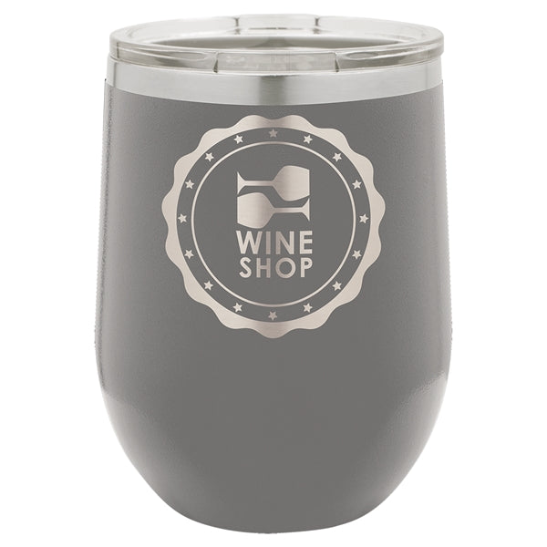 12 oz Polar Camel Stemless Wine Glass w/Lid Stainless Steel