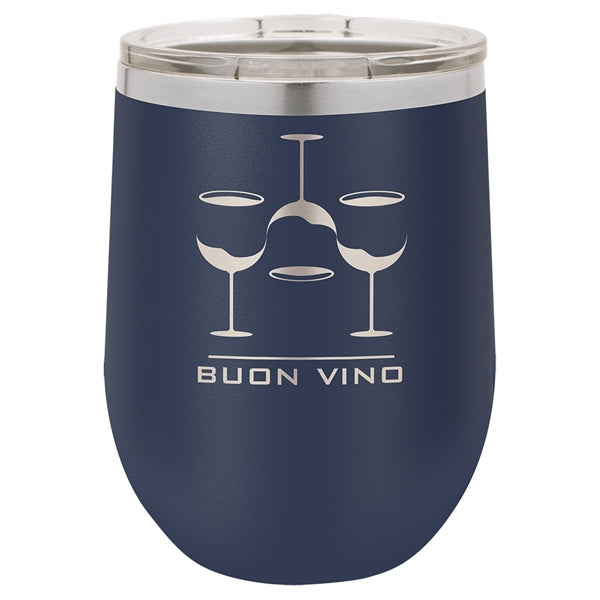 12 oz Polar Camel Stemless Wine Glass w/Lid Stainless Steel