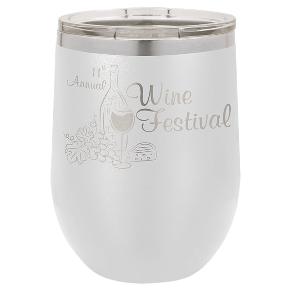 12 oz Polar Camel Stemless Wine Glass w/Lid Stainless Steel