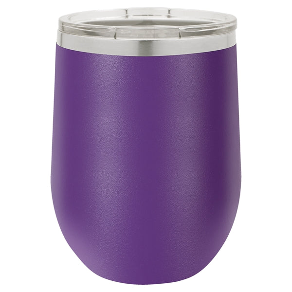 12 oz Polar Camel Stemless Wine Glass w/Lid Stainless Steel