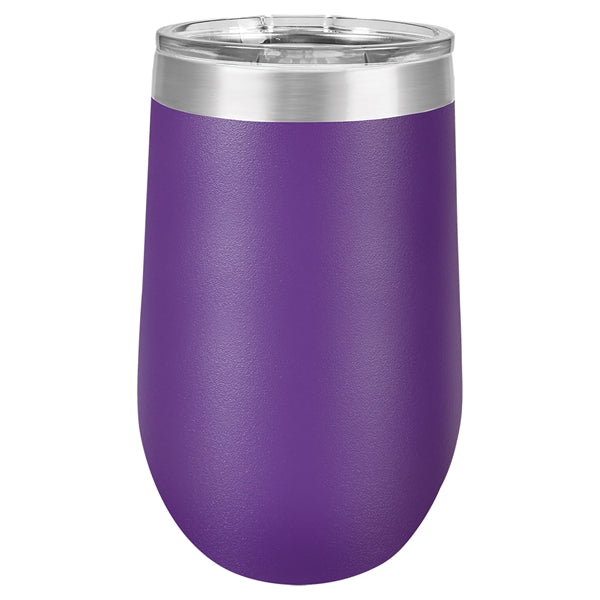 16 oz Polar Camel Stemless Wine Glass w/Lid Stainless Steel
