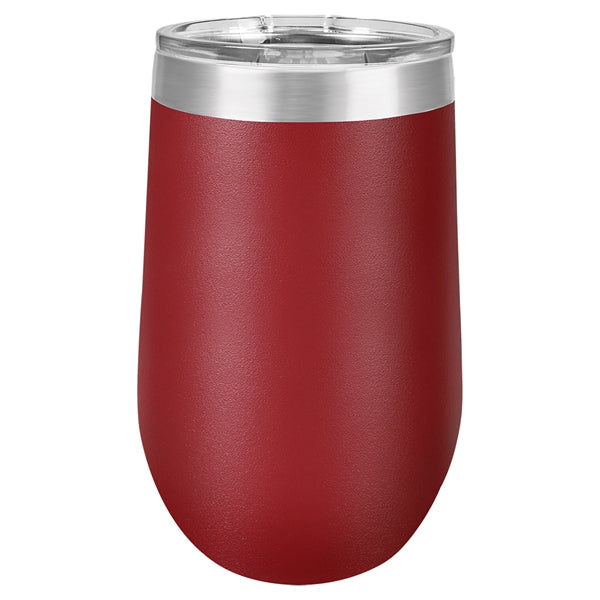 16 oz Polar Camel Stemless Wine Glass w/Lid Stainless Steel