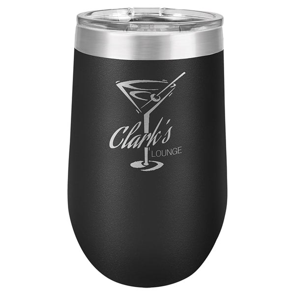 16 oz Polar Camel Stemless Wine Glass w/Lid Stainless Steel