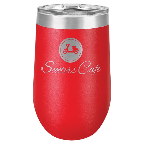 16 oz Polar Camel Stemless Wine Glass w/Lid Stainless Steel