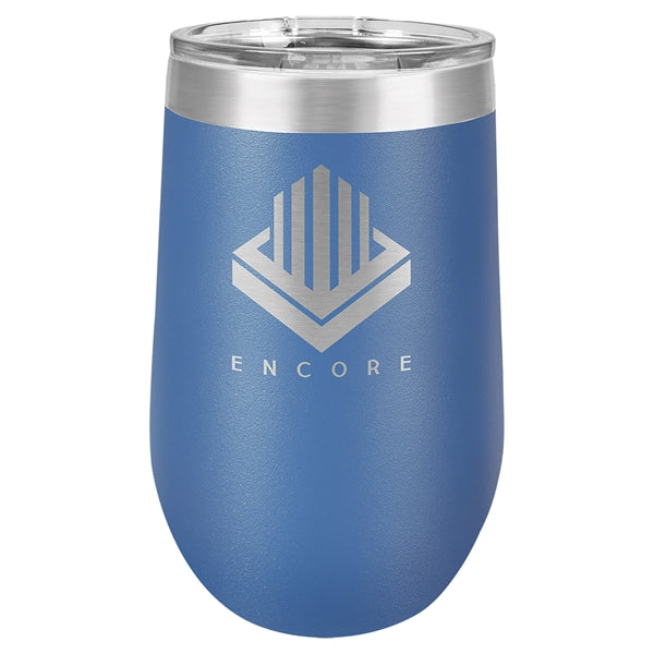 16 oz Polar Camel Stemless Wine Glass w/Lid Stainless Steel