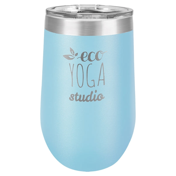 16 oz Polar Camel Stemless Wine Glass w/Lid Stainless Steel