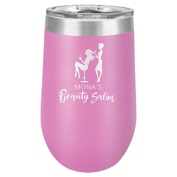 16 oz Polar Camel Stemless Wine Glass w/Lid Stainless Steel