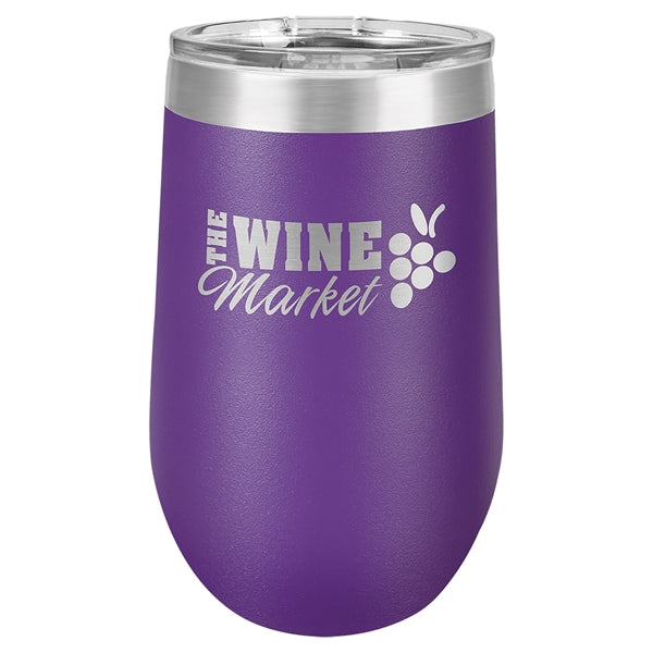 16 oz Polar Camel Stemless Wine Glass w/Lid Stainless Steel