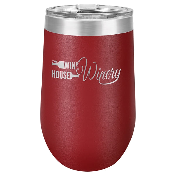 16 oz Polar Camel Stemless Wine Glass w/Lid Stainless Steel