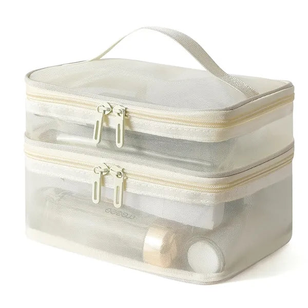 Double-Layer Mesh Makeup Organizer Bag