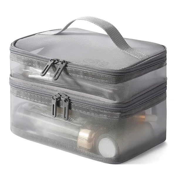 Double-Layer Mesh Makeup Organizer Bag