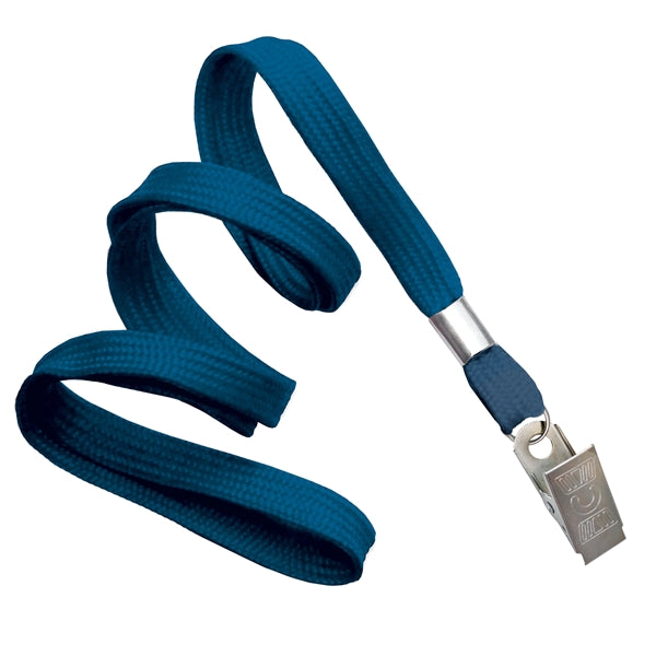 3/8" Blank Non-Breakaway Polyester Lanyard with Bulldog Clip
