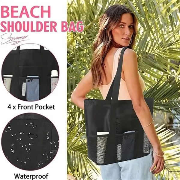 Waterproof Multi Pocket Tote Bag for Beach Shopping