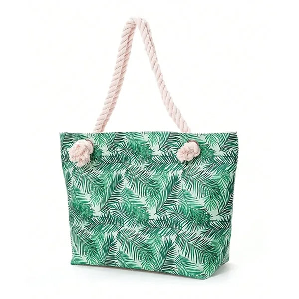 Colorful Print Rope Handle Beach Tote Bag
