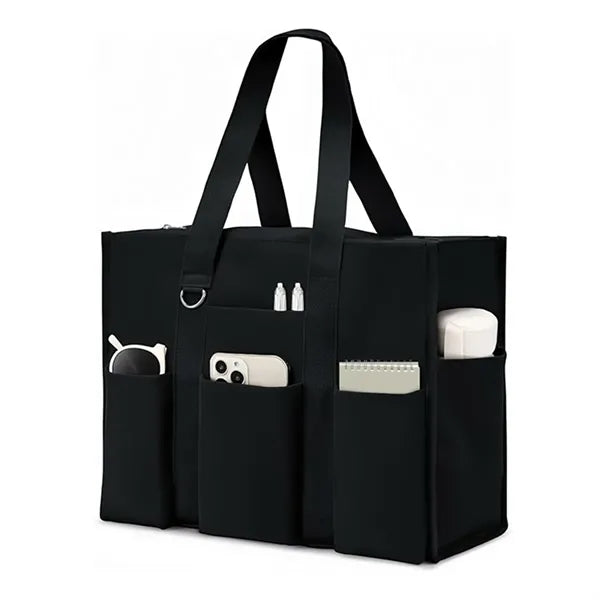 Large Leopard Print Multi Pocket Beach Tote Bag