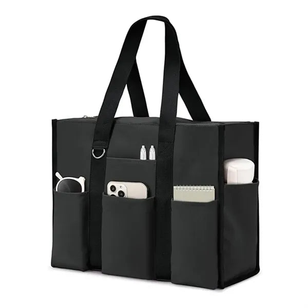 Large Leopard Print Multi Pocket Beach Tote Bag