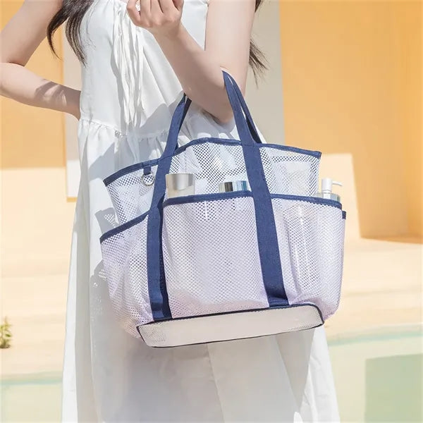 Breathable Mesh Beach Tote with Multi Pockets