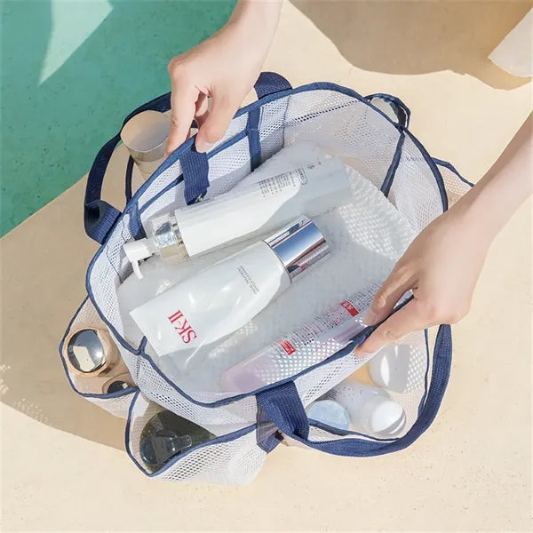Breathable Mesh Beach Tote with Multi Pockets