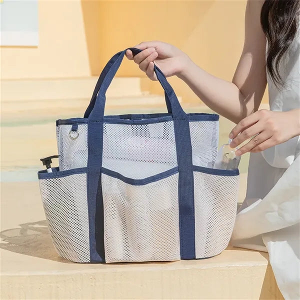 Breathable Mesh Beach Tote with Multi Pockets