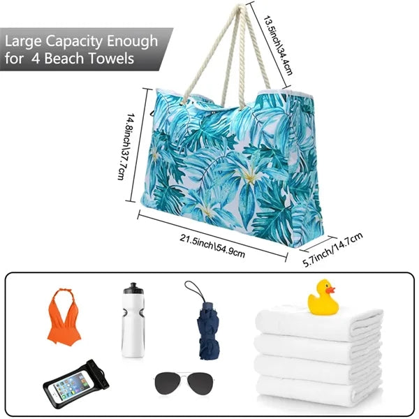 Waterproof Sandproof Spacious Rope Handle Beach Tote Bag