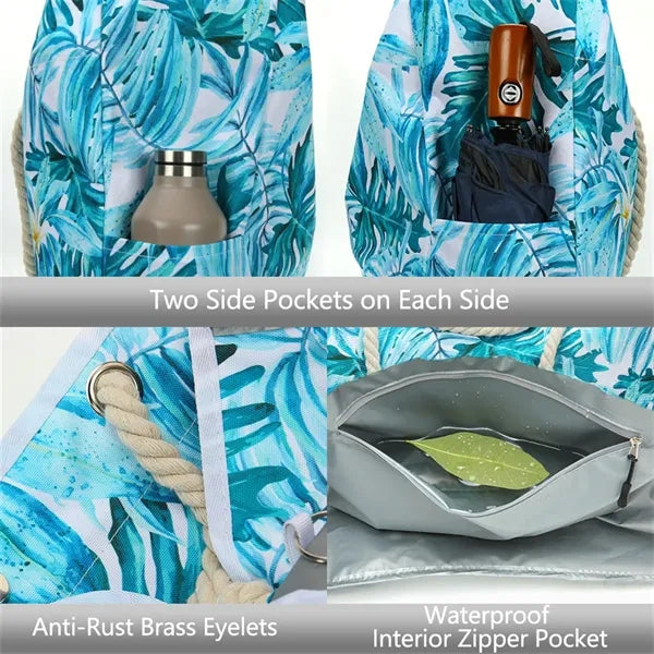 Waterproof Sandproof Spacious Rope Handle Beach Tote Bag