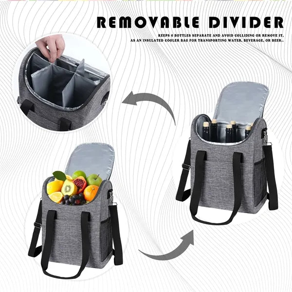Elegant 6-Bottle Insulated Wine Cooler Bag