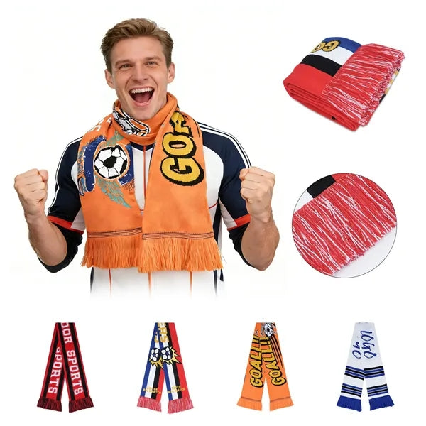 Jacquard Knit Soccer Scarf With Tassel