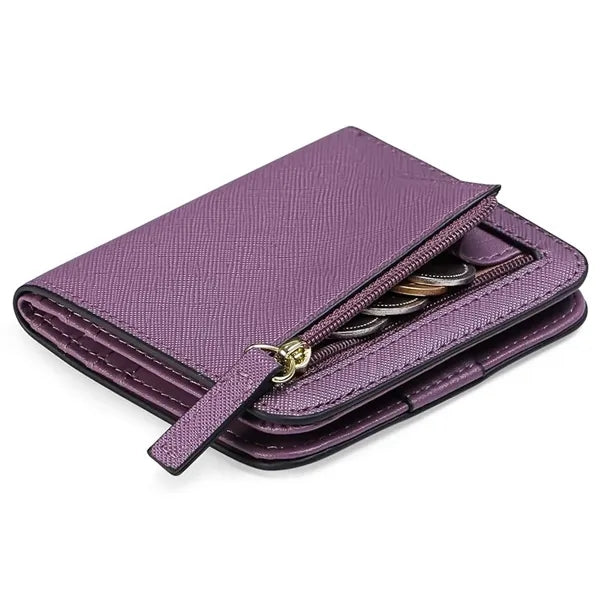 Women's Mini Slim Leather Wallet with RFID Protection