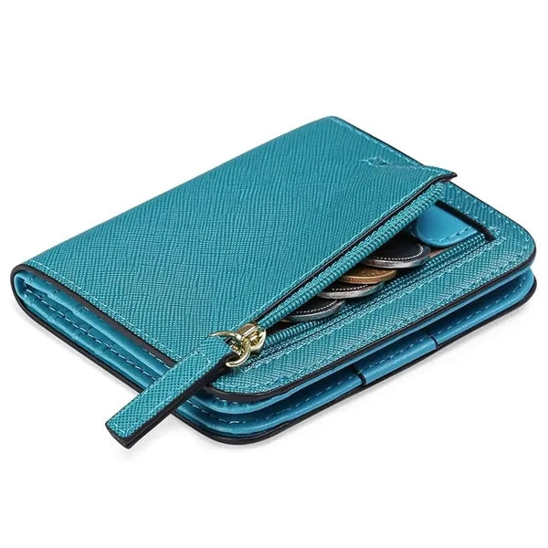 Women's Mini Slim Leather Wallet with RFID Protection