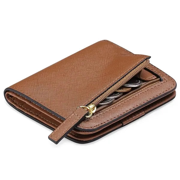 Women's Mini Slim Leather Wallet with RFID Protection