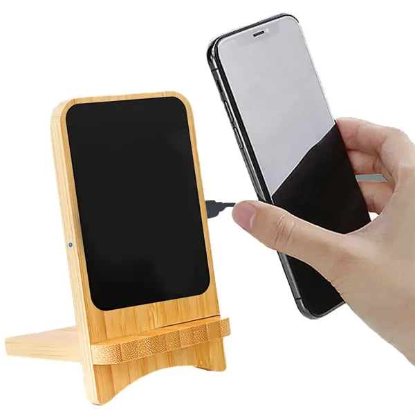 15W Light-Up Eco-Friendly Bamboo Wireless Charging Stand