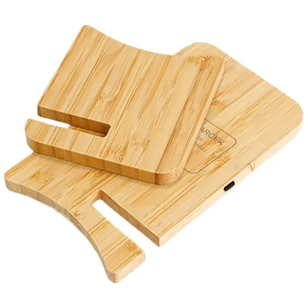 15W Light-Up Eco-Friendly Bamboo Wireless Charging Stand