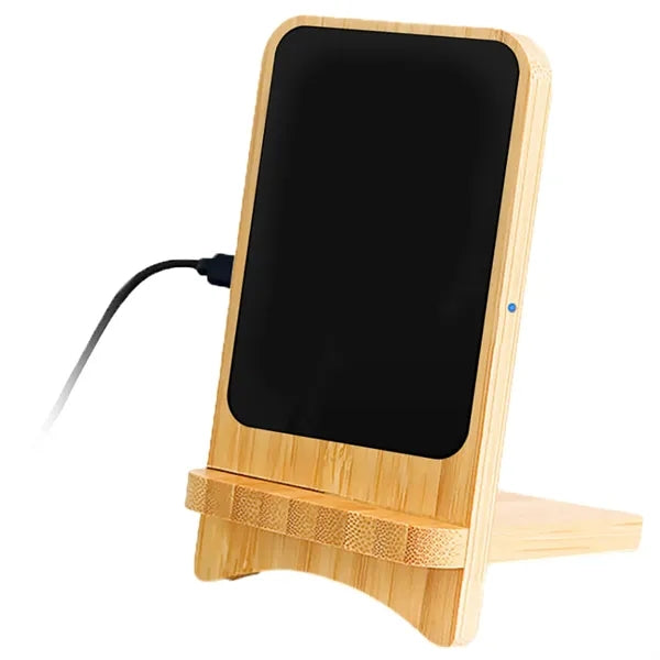 15W Light-Up Eco-Friendly Bamboo Wireless Charging Stand
