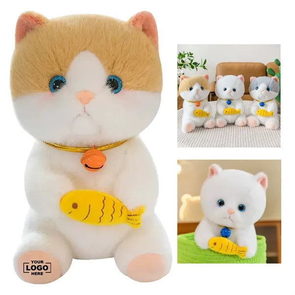 9-inch Cat Doll W/ Bells And Hold The Small Fish