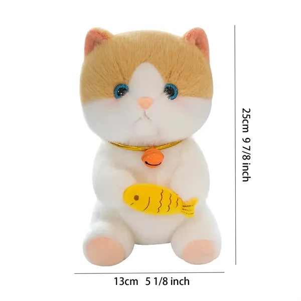 9-inch Cat Doll W/ Bells And Hold The Small Fish