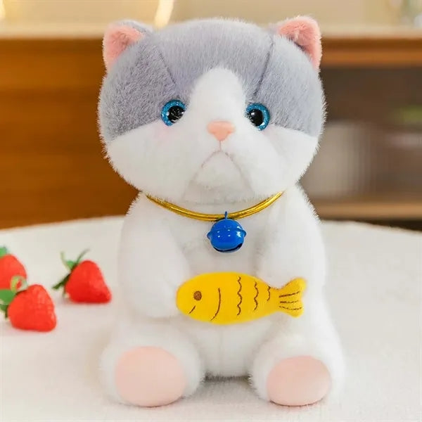 9-inch Cat Doll W/ Bells And Hold The Small Fish