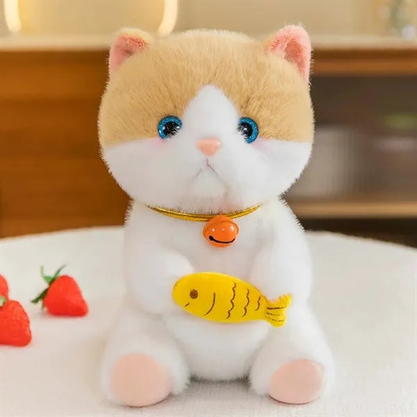 9-inch Cat Doll W/ Bells And Hold The Small Fish