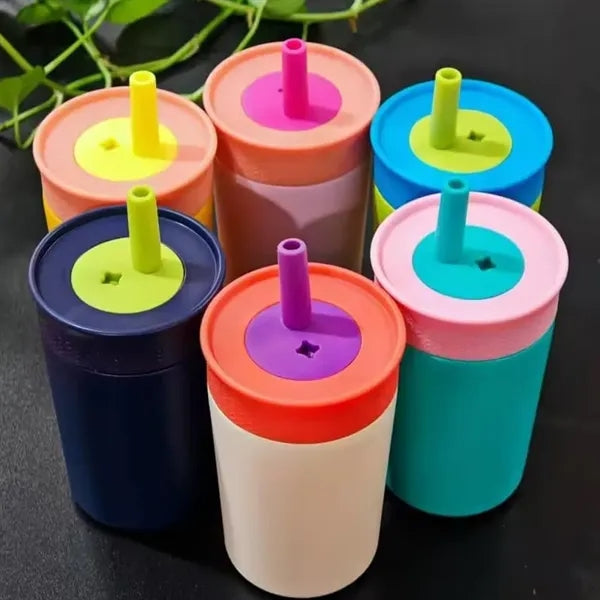 12 OZ Stainless Steel Coffee Bottle with Silicone Straw