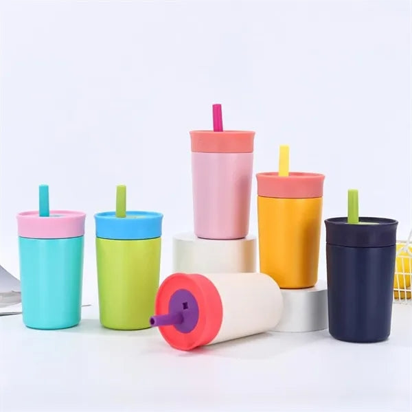 12 OZ Stainless Steel Coffee Bottle with Silicone Straw