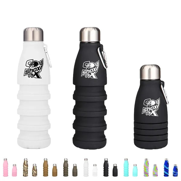 18 OZ Foldable Silicone Sports Water Bottle