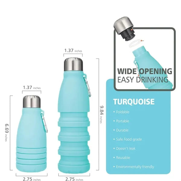 18 OZ Foldable Silicone Sports Water Bottle