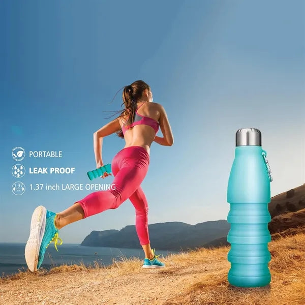 18 OZ Foldable Silicone Sports Water Bottle