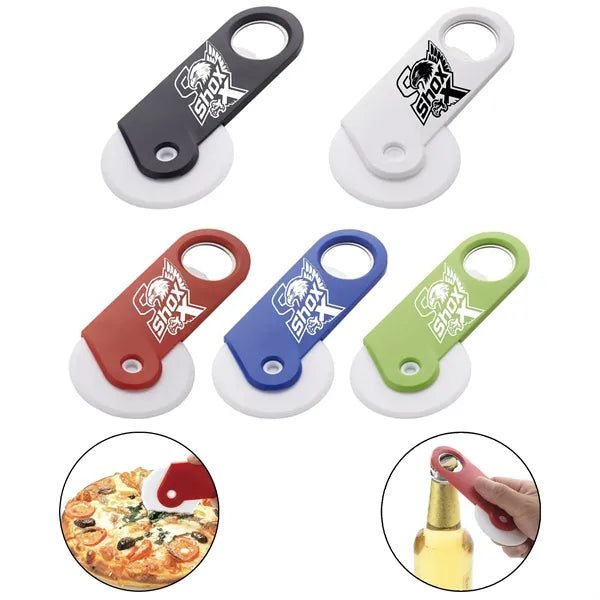 Round Plastic Pizza Cutter With Bottle Opener