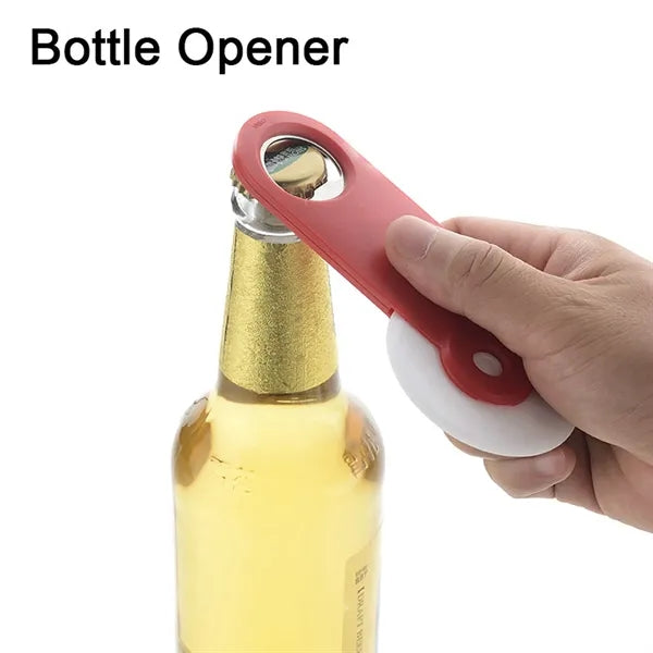 Round Plastic Pizza Cutter With Bottle Opener