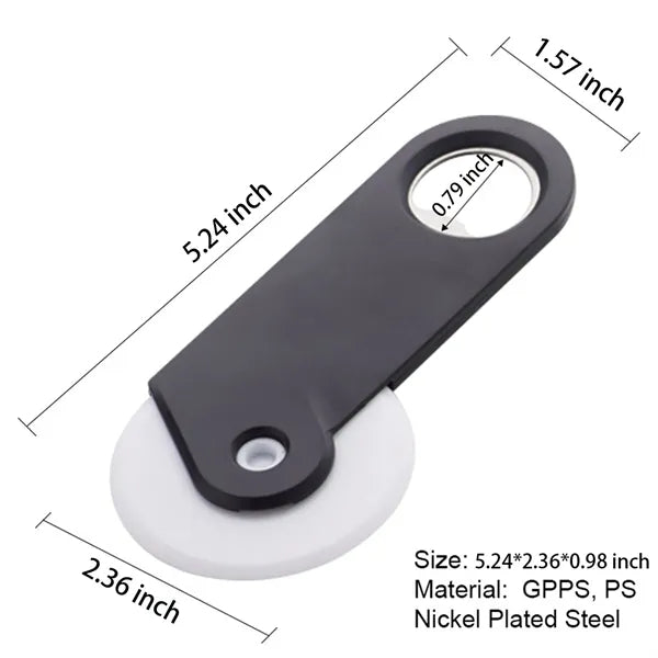Round Plastic Pizza Cutter With Bottle Opener