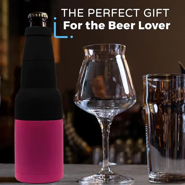 12 Oz Steel Insulated Can Cooler With Bottle Opener