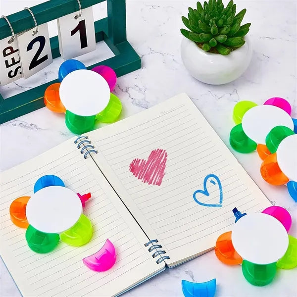 Promotable Five-color Lucky Flower Fluorescent Pen