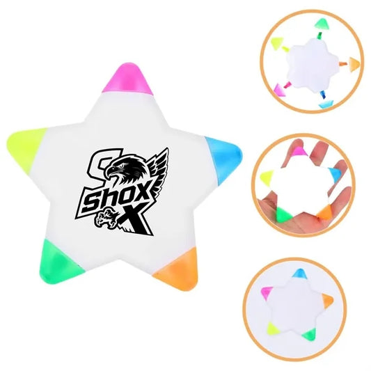 Promotable Flat Five-pointed Star Plastic Fluorescent Pen