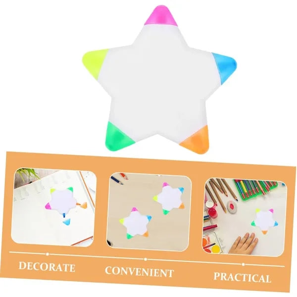 Promotable Flat Five-pointed Star Plastic Fluorescent Pen